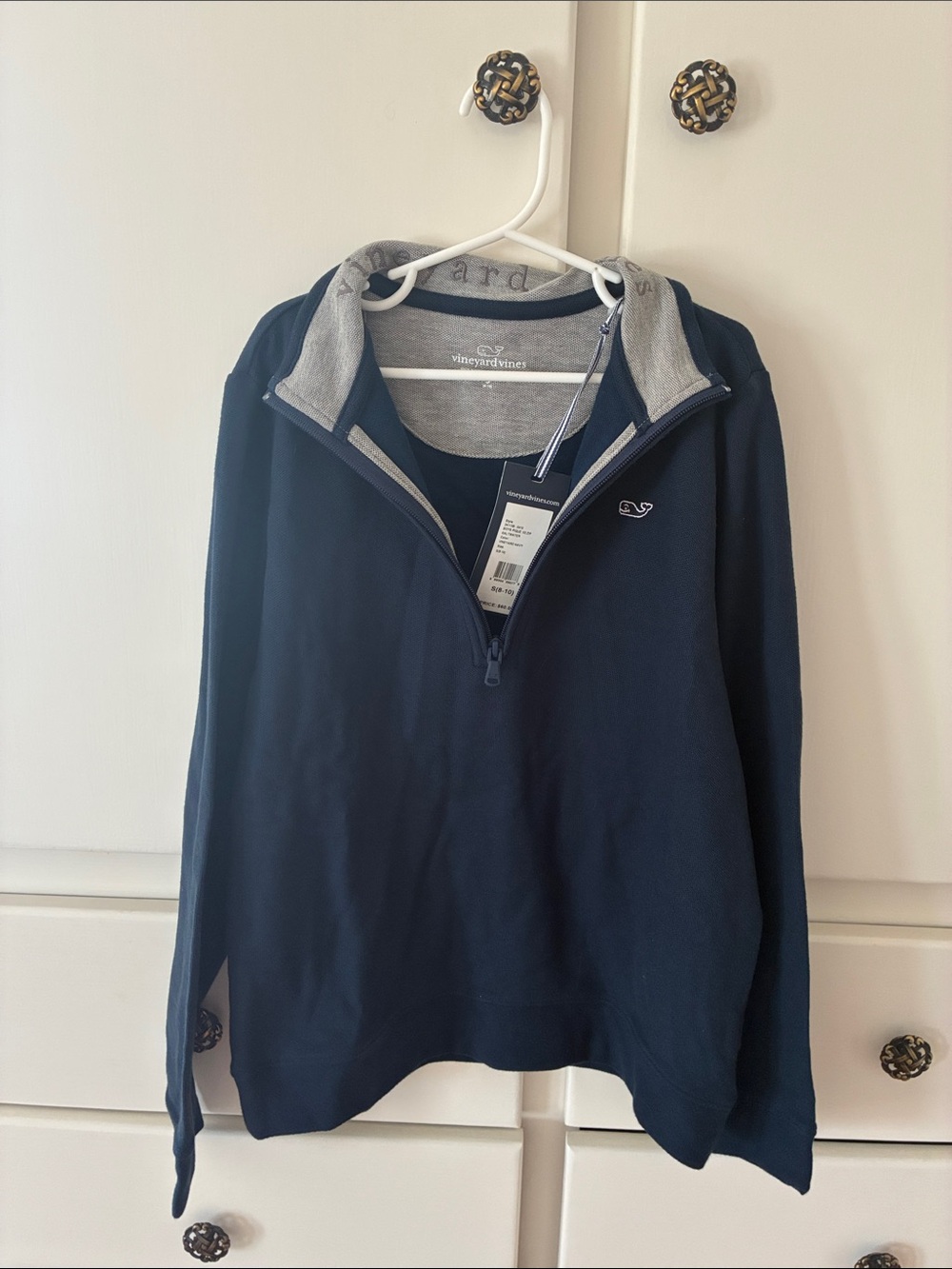 Vineyard Vines Navy Half-Zip Pullover with Gray Trim